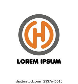 letter H rounded logo icon vector