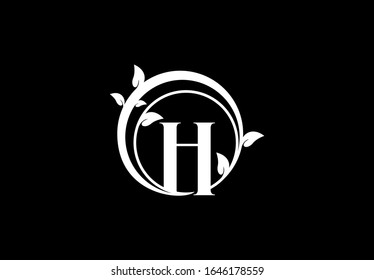 Letter H Rounded Shape Flower Monogram Logotype