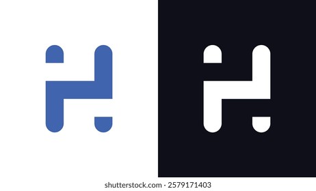 Letter H Rounded Typography Minimal Logo with Wide Cut
