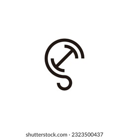 Letter H in S curve geometric symbol simple logo vector