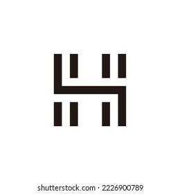 Letter H and s double lines geometric symbol simple logo vector