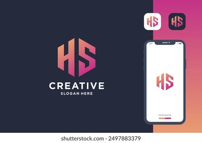 Buchstabe h s Sechseck Form Logo-Design