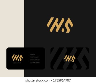 Letter I H S logo design with business card vector template. creative minimal monochrome monogram symbol. Premium business logotype. Graphic alphabet symbol for corporate identity