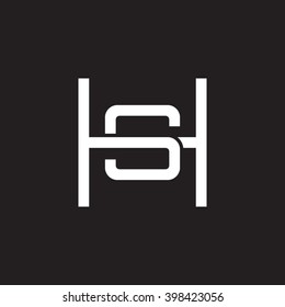 letter H and S monogram square shape logo white black background