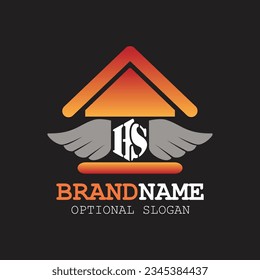 Buchstaben H und S für einfaches Logo, Vektorgrafik-Flachdesign