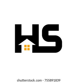 letter H and S vector logo. home icon.
