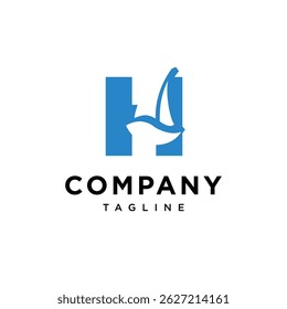 Letter H Sailing Boat Logo Icon Vector