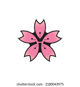 letter H sakura leaf vector logo design