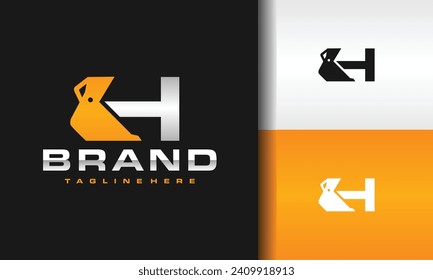 letter H scoop excavator logo