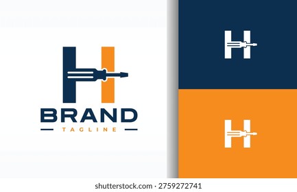 Letter H and Screwdriver Logo Design