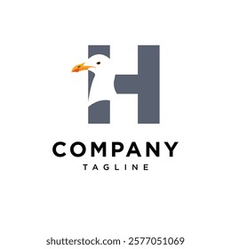 Letter H Seagull Logo Icon Vector