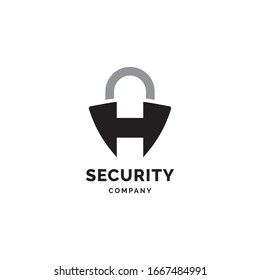 Plantilla vectorial de diseño de logotipo de símbolo de seguridad de letra H
