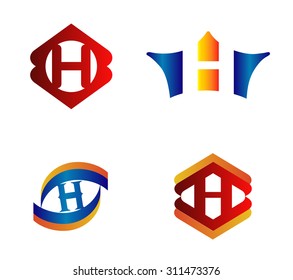 Letter H set Alphabetical Logo Design Concepts
