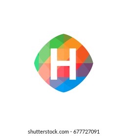 letter H set on colorful geometric polygonal shape, logo design, isolated on white background.