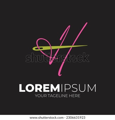 Letter H Sewing Needle Logo Design Vector Illustration Inspiration