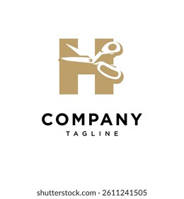 Letter H Sewing Scissors Logo Icon Vector