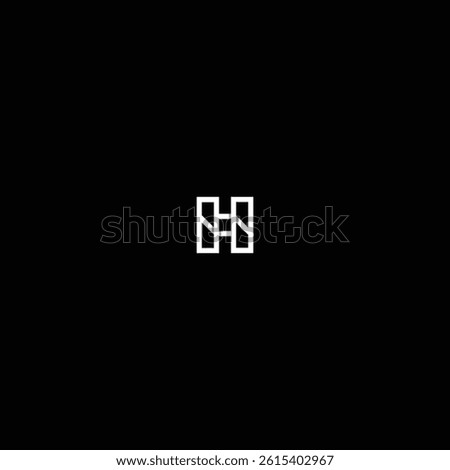 Letter H or SH Linear Square Monogram Logo with Black Background