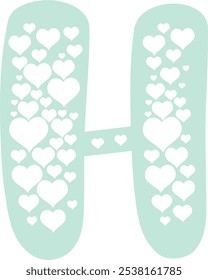 Letter H shape love typography design on transparent plain white background for card, shirt, hoodie, sweatshirt, clothing, tag, mug, icon, poster or badge