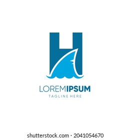Letter H Shark Fin Logo Design Vector Icon Graphic Emblem Illustration