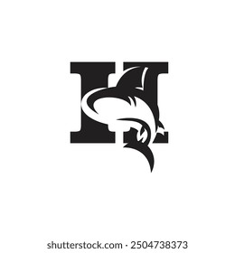 Letter H Shark Logo icon vector.