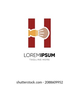 Letter H Shaving Brush Logo Design Vector Icon Graphic Emblem Illustration