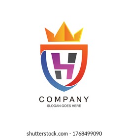 Letter h shield and crown logo