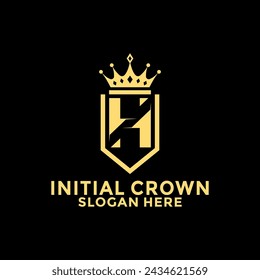 Letter H Shield With Crown Logo design, Initial Letter Logo design template