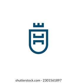 Letter H Shield Crown royal logo design