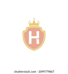 Letter H with shield icon logo design illustration vector