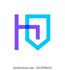 Letter H shield line overlapping color logo