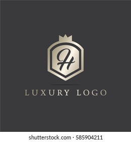 Letter H shield logo design template. Premium nominal monogram business sign. Universal foundation vector icon