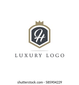 Letter H Shield Logo Design Template. Premium Nominal Monogram Business Sign. Universal Foundation Vector Icon