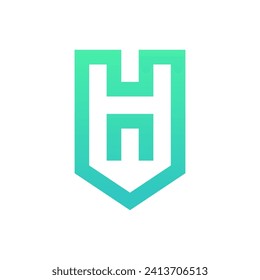 Escudo H simple logotipo de gradiente moderno