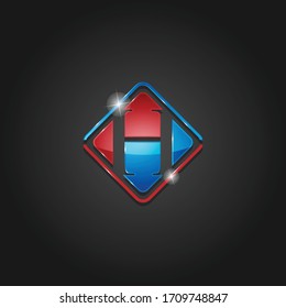 letter H shiny colorful lettermark logo vector design isolated on the dark background