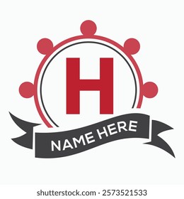 Letter H Ship Wheal Logo Concept For Ship and Boat Steering Wheel Symbol. Boat Wheel Control Symbol