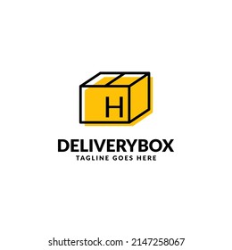 elemento de diseño del logotipo del vector del paquete de envío de la letra H