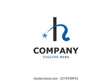 letter h and shooting star minimal logo design