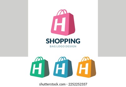 Letter H Shop Logo vector of Online Shopping bag icon store cart symbol business clipart