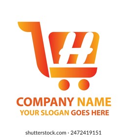 Letter H Shopping Cart Logo Icon Design. Online Shop Logo. App Shopping Logo