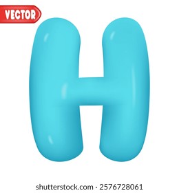 letter H. letter sign blue color. Realistic 3d design Glossy letters in cartoon balloon style. Isolated on white background. vector illustration