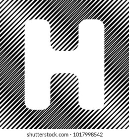 Letter H sign design template element. Vector. Icon. Hole in moire background.