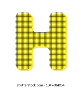 Letter H sign design template element. Vector. Yellow icon with square pattern duplicate at white background. Isolated.
