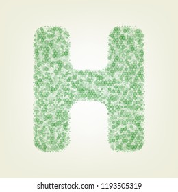Letter H sign design template element. Vector. Green hexagon rastered icon and noised opacity and size at light green background with central light.