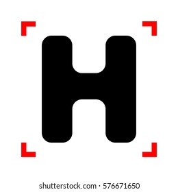 Letter H sign design template element. Black icon in focus corne