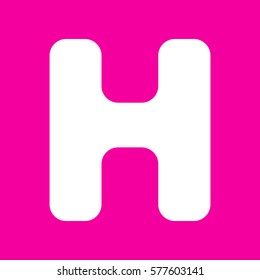 Letter H sign design template element. White icon at magenta background.