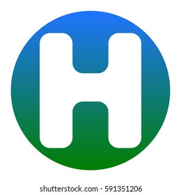 Letter H sign design template element. Vector. White icon in bluish circle on white background. Isolated.