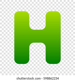 Letter H sign design template element. Vector. Green gradient icon on transparent background.