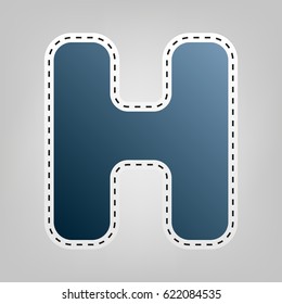 Letter H sign design template element. Vector. Blue icon with outline for cutting out at gray background.