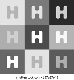 Letter H sign design template element. Vector. Grayscale version of Popart-style icon.