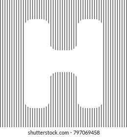 Letter H sign design template element. Vector. White icon on grayish striped background. Optical illusion.